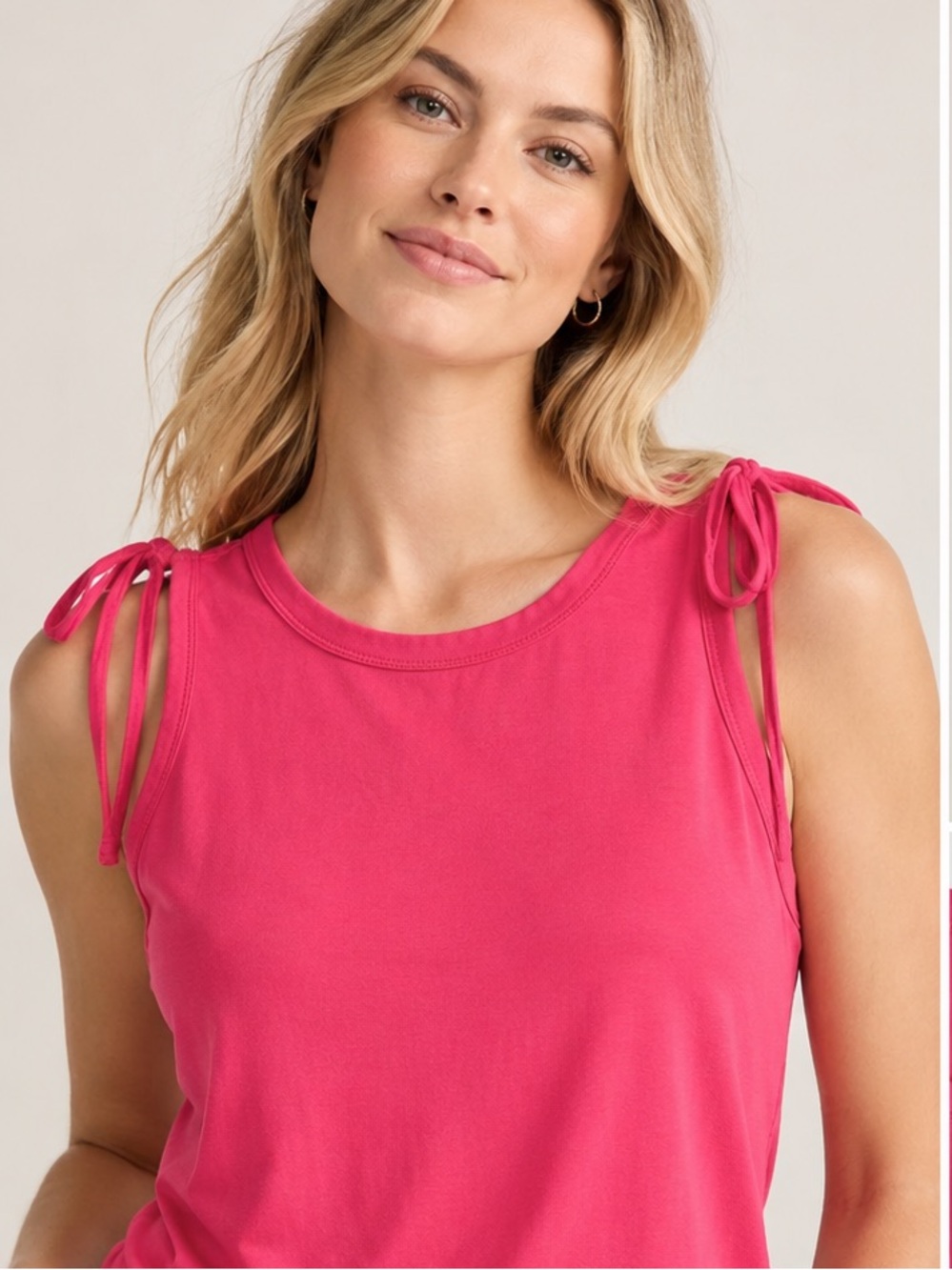 EVEREVE Tie Shoulder Tank Women's XS Pink Modal Stretch